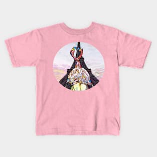 Art Flamingo Love with Eiffel Tower view Kids T-Shirt